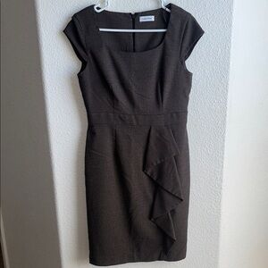 Calvin Klein Dark Brown Ruffle Dress